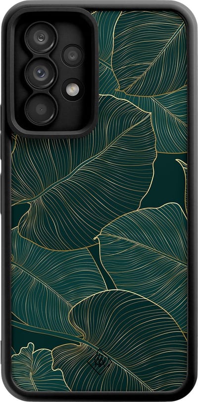 Casimoda® hoesje - Geschikt voor Samsung Galaxy A52 5G - Monstera Leaves - Zwart TPU Backcover - Planten - Groen