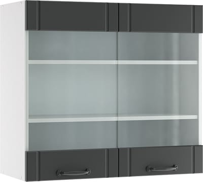 Vicco Fame-Line Glazen keukenkast – 80 cm Antraciet landhuis