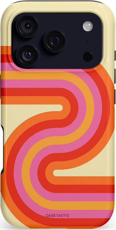 Casetastic hoesje geschikt voor Apple iPhone 17 Pro - MagSafe - Dubbellaagse bescherming - Retro wave - Fashion Case - Zand Rood Oranje Roze