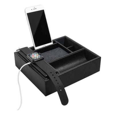 Stackers Classic Organizer: Horloge, Sieraden & Telefoonstandaard (Zwart)