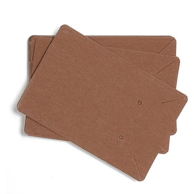 100 Pièces Cartes Boucles d'Oreilles 6x9cm Étiquette Papier Kraft Vierge avec 100 Sachets OPP pour Présenter des Colliers marron