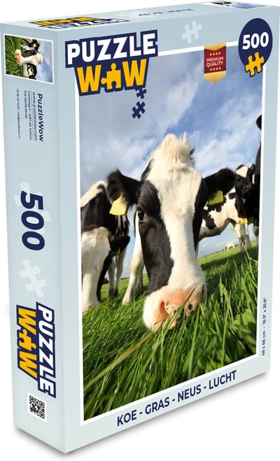 Puzzel Koe - Gras - Neus - Lucht - Legpuzzel - Puzzel 500 stukjes