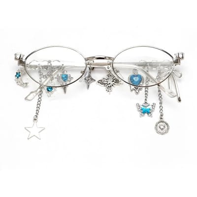 Dernier Cadre de Lunettes Rondes Petit Cadre Étoile Diamant Doux Cool Lunettes Elliptiques Design Fille Spicy Japonais Y2k Lunettes Anti Lumière Bleue