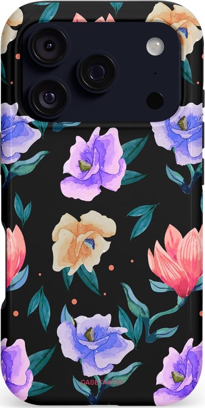 Casetastic hoesje geschikt voor Apple iPhone 17 Pro - MagSafe - Dubbellaagse bescherming - Avondtuin - Fashion Case - Zwart Petrol Lavendel