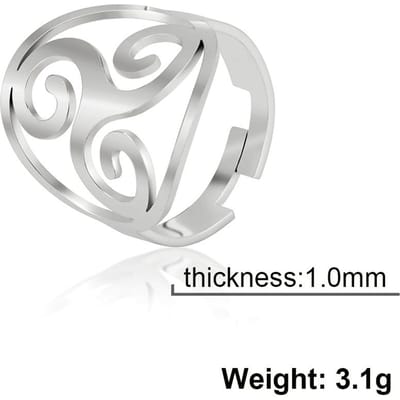 LIKGREAT Bague Ajustable Triskèle Triskélion pour Femmes Acier Inoxydable Anneaux Nœud Celtique Amulette Spirale Bijoux Irlandais Cadeau Nouveau resizable