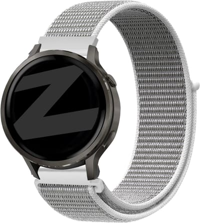 Bandz Nylon loop bandje geschikt voor Garmin Vivoactive 4s / Vivomove 3s / Venu 4 - 41mm / Venu 3s / Venu 2s / Forerunner 265s / Forerunner 255s- Grijs