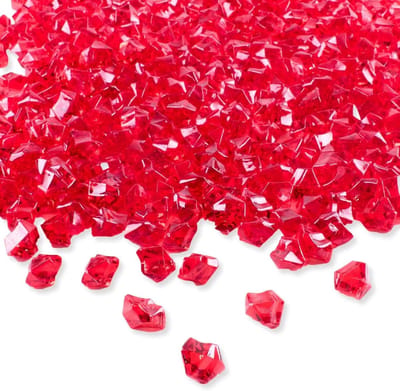 400 Pcs Rode Acryl IJsstenen en Kristallen Diamanten voor Kinderen, Bruiloft Decoratie en Vaasvulling