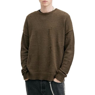 AllSaints Ektarr Crew Taupe Maat: XXL | Sweaters Outlet | Heren | Bruin