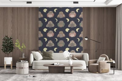 Behang - Fotobehang Uil - Patronen - Maan - Breedte 165 cm x hoogte 220 cm