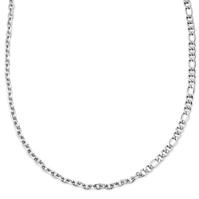 New Classics | 6 mm zilverkleurige roestvrijstalen ketting met dubbele anker- en Figaro-schakel