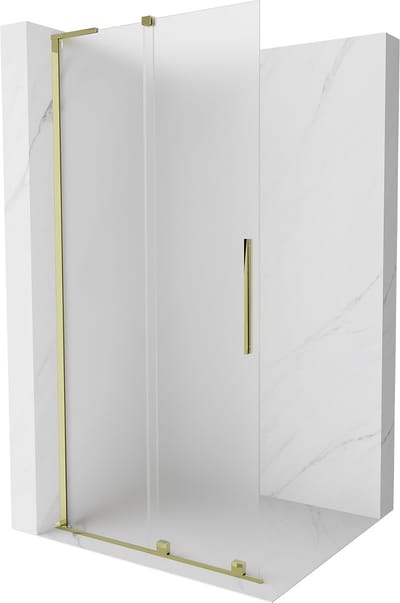 Mexen Velar L schuifbare douchewand Walk-in 90 x 200 , matglas 8 mm, goud - 871-090-003-33-50