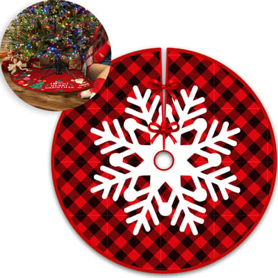 Kerstboomrok Kerstkleed Kerstboomkleed Kerstversiering Kerstdecoratie Kleed Kerst Decoratie Rood Zwart - 90cm