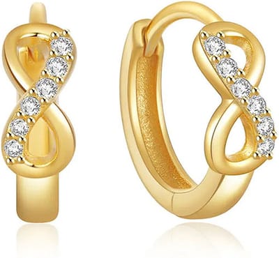 Goudkleurige Elenza Oorbellen met Infinity Symbool en Zirkonia – Luxe Dames Sieraad