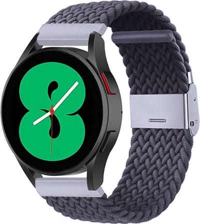 By Qubix - Geschikt voor Garmin bandje - Geschikt voor Garmin Venu / Sq / Sq2 / 2 plus - Braided nylon bandje - Donkergrijs - Smartwatch bandje 20mm