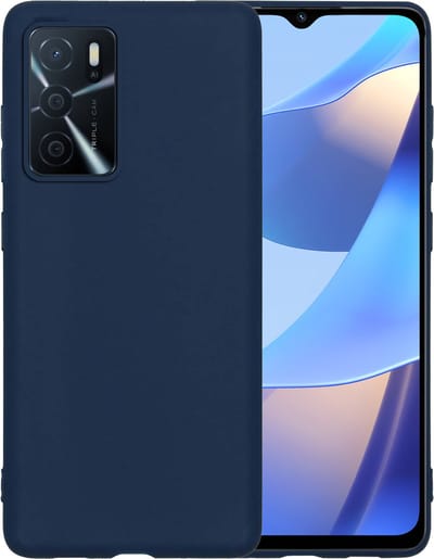 Hoesje - Geschikt voor OPPO A16s - Sterk & Shockproof - Siliconen Case - Hoes Cover - Telefoonhoes - Donkerblauw
