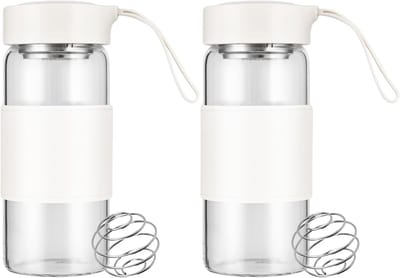 16oz BPA Free Odourless Shaker Glass met Geïntegreerde Zeef en 304SS Mix Ball voor Fitness en Eiwitshakes - Lekvrij - 2 PCS