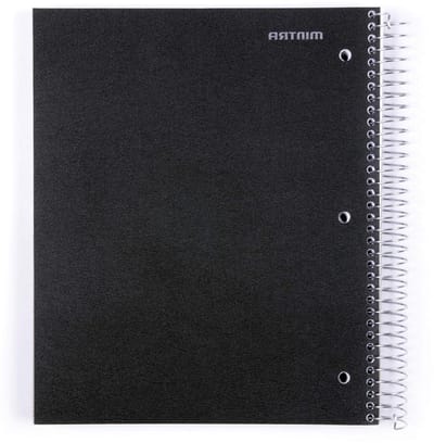 Spiraal Notitieboek - 5 Vakken Schrijfblok - Notities Maken - Vochtbestendige Kaft - 200 Vel - Zwart