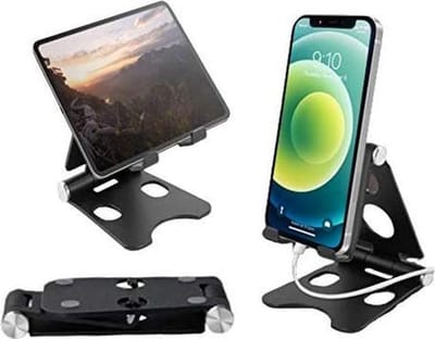 Bureau houder Tablet & Telefoon Vouwbaar Standaard - Tafel Telefoon Steun Universeel - Zwart