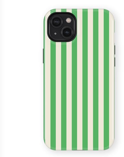 DripCase Gestreept Hoesje geschikt voor iPhone 14 Plus | Backcover met Mag | Stripes Motief | Trendy Case geschikt voor iPhone 14 Plus met Strepen Pistachio Cream