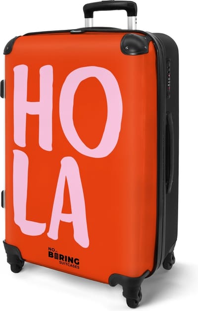 NoBoringSuitcases.com® - Ruimbagage koffer groot - Rolkoffer lichtgewicht - Rood roze 'Hola' - Reiskoffer met 4 wielen - Vakantie bagagekoffer - Grote valies trolley XL - 20 kg bagage