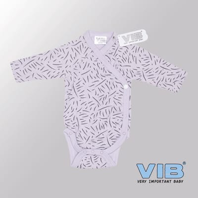 VIB® - Rompertje (overslag) Luxe Katoen - Tijgerprint (Lila) - Babykleertjes - romper - rompertjes - rompertjes met tekst - baby cadeau - baby aankondiging - overslagromper