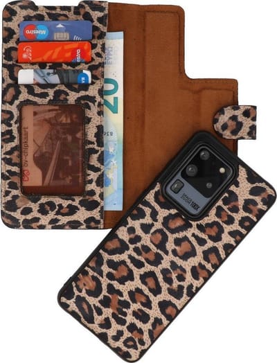 Bestcases Luipaard 2 in 1 Leer Bookstyle Hoesje Geschikt voor Samsung Galaxy S20 Ultra