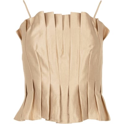 Freebird F-wv-shiny-twill-26-1 Tops & T-shirts Dames - Shirt - Beige - Maat L