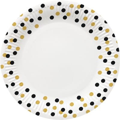 PAW - Papieren bordjes - 23 cm - Confetti Gold-black