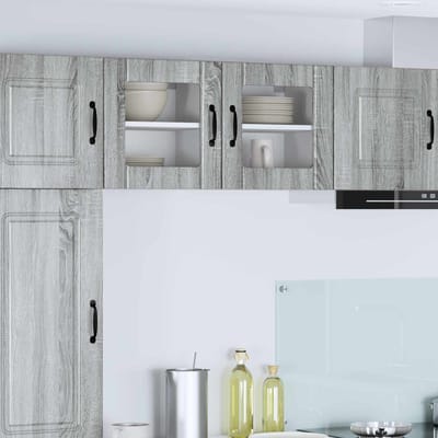 vidaXL - Wandglas - Kasten - LUCCA - Grijs - sonoma - 40 - x - 31 - x - 40 - cm - Bewerkt - hout