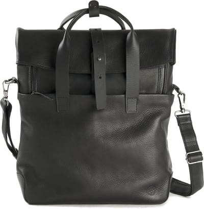 HAROLD'S Leren Schoudertas Laptoptas met laptopvak Mount Backpack / Messengerbag Black Zwart