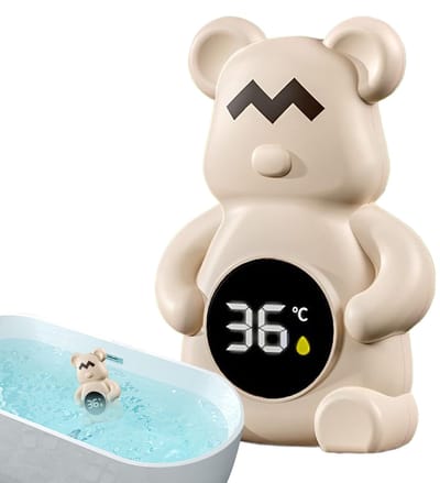 Baby Bad Thermometer, Watertemperatuur Monitor, 5.51x3.94in Drijvende Beer Speelgoed, Digitaal LCD-scherm, Veilig Bpa Materiaal voor Douche, Zwemmen, Spa, Zwembad Hot, Lente, Binnen