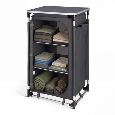 TRVLMORE Campingkast XL - Campingkeuken - 90KG Draagvermogen - Aluminium Frame - Inklapbaar - Incl. Draagtas - 50x60x97CM - Grijs