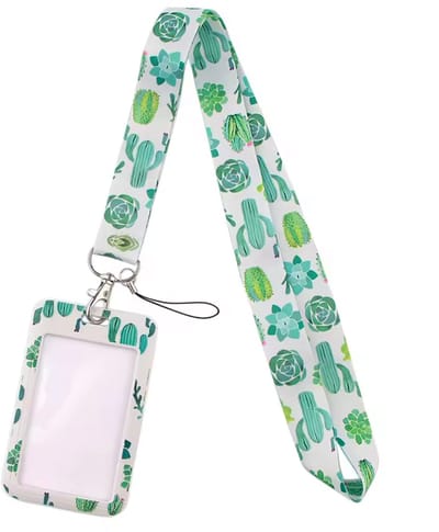 Travel Cords - Keycord met Badgehouder & Telefoonkoord – 3-in-1 Lanyard – Cactussen – Afneembare Pashouder – ID Kaarthouder – Telefoonkoord