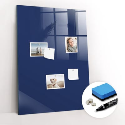 Tulup Whitebord - Kleur Marineblauw Magneetbord - 70 cm x 100 cm - Magneetbord Foto - Industrieel Wandbord - Magneetbord Muur - Inspiratiebord Kantoor - Inclusief Gratis Magneten & Marker & Spons - Magnet Board - Magnetisch Memobord