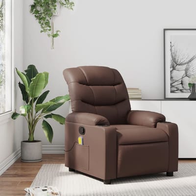vidaXL - Massagestoel - verstelbaar - kunstleer - bruin