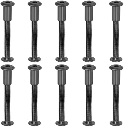10 Stuks M6 x 45mm Hex Socket Schroeven met Sleeve, Ideaal voor Houten Planken, Meubels en Kasten, Duurzaam Carbon Staal, Zwarte Verbindingselementen