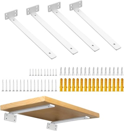 Set van 4 Sterke Hoekplanken, Metalen Draagers voor Zware Lasten, 30 cm, 70 kg Capaciteit, Wit, Ideaal voor Opslag en Organisatie
