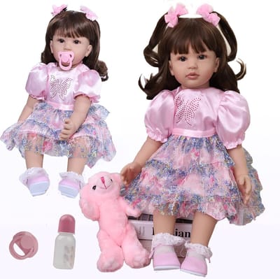 Reborn Baby Pop - Levensechte pop - Rollenspel - Handgemaakt speelgoed - 60 cm - Roze