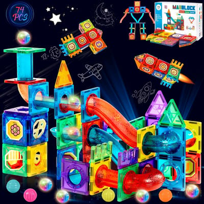 Dutchers® Magnetisch Bouwspeelgoed – 74-delige Montessori-set met Buizen - Magnetische Knikkerbaan - Creatief & Educatief Bouwspeelgoed voor Jongens en Meisjes vanaf 3 Jaar