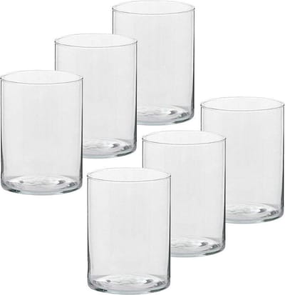 Trend Candles Theelichthouder - 6x - transparant - glas - hoog model - 5,5 x 6,5 cm - Glazen kaarsenhouders - Woondecoraties