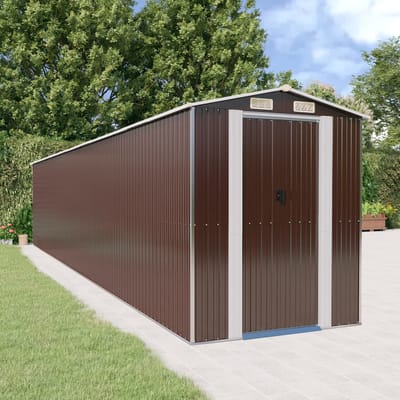 vidaXL - Tuinschuur - 192x1021x223 - cm - gegalvaniseerd - staal - donkerbruin