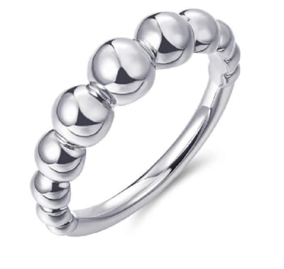 Schitterende Zilveren Stapel Bolletjes Ring 19.75 mm. (maat 62) | Damesring | Aanschuifring