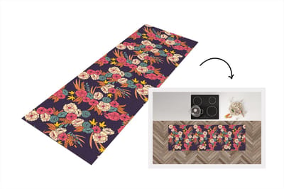 Keukenloper - Loper keuken - Boeket - Bloemen - Tropisch - Patroon - 150x50 cm - Keukenloper vinyl