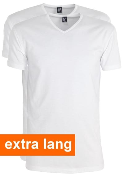 ALAN RED T-shirts Oklahoma extra lang (2-pack) - V-hals stretch - wit