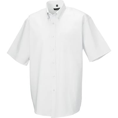 Russell Collectie Heren Korte Mouw Easy Care Oxford Shirt (Wit)