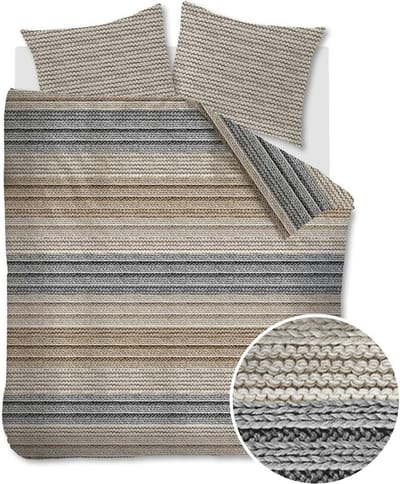 Ambiante Cozy Knit dekbedovertrek - Lits-Jumeaux - 240x200/220 - Grijs