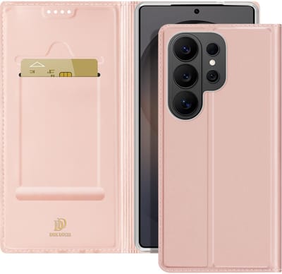 Dux Ducis, Fliphoesje Geschikt voor Samsung Galaxy S26 Ultra met kaarthouder serie Skin Pro, Roze
