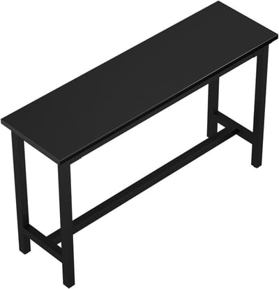 Houten Bartafel - Hoge Keukenbar - Gezellig Borrelen - Verstelbare Voetkussentjes - 160x40x100cm - Zwart