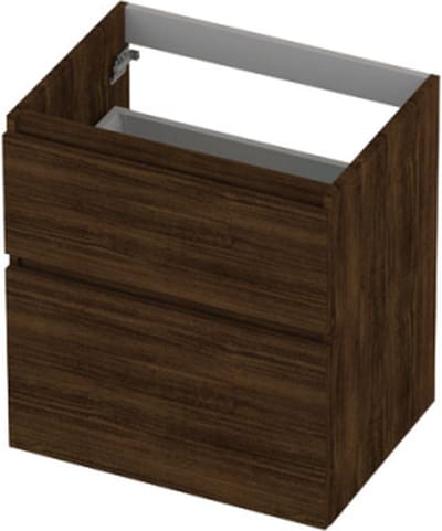 INK® wastafelonderkast 2 laden greeploos houten keerlijst asymmetrisch 60x45x65cm, koper eiken