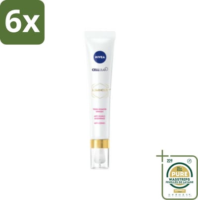 NIVEA - Oogcrème - CELLular LUMINOUS630 - Tegen donkere kringen, wallen & rimpels - Voor alle huidtypen - Met Hyaluronzuur & Cafeïne - 15 ml - Voordeelverpakking - 6 stuks - Donkere kringen - Wallen
